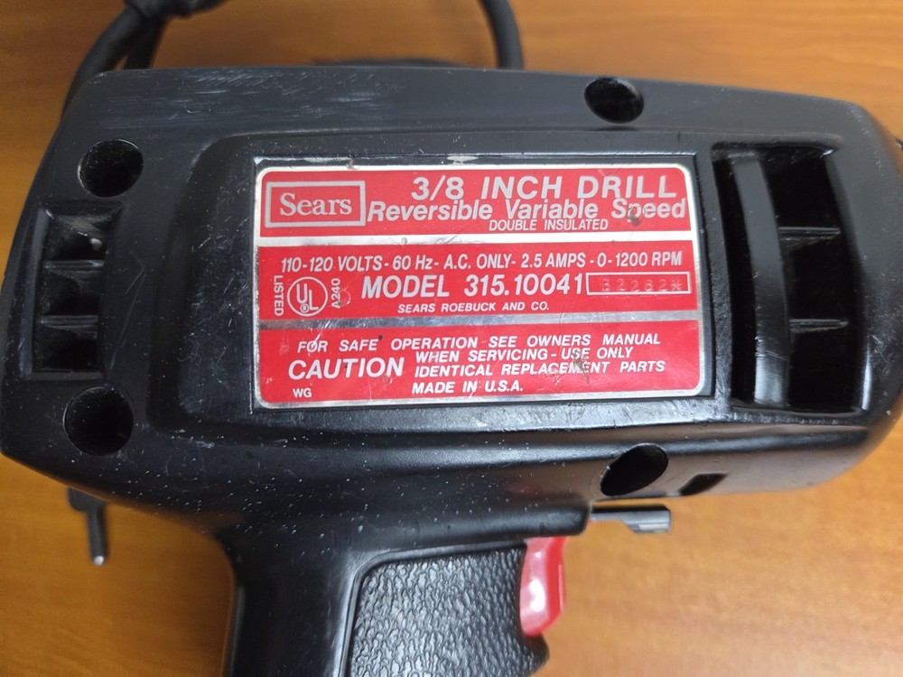 Sears Craftsman USA Made 3/8 in Drill Reverse Variable Speed Electric Drill