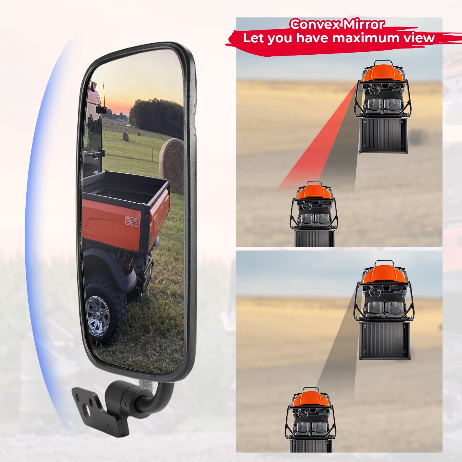 2PCS For KUBOTA RTV X1100C/ X-1120/ X-1140 Tractor Rear View Side Mirrors w/Cab