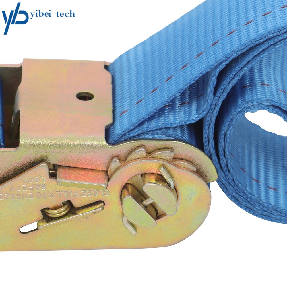 1 Pack E Track System 7.5' Blue Ratchet Straps Wheel Chock Tie-Down Strap Kit