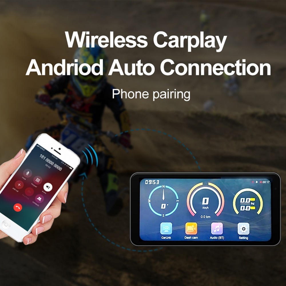 6.25" Touch Screen GPS Navigation Portable Motorcycle Navigator Android CarPlay