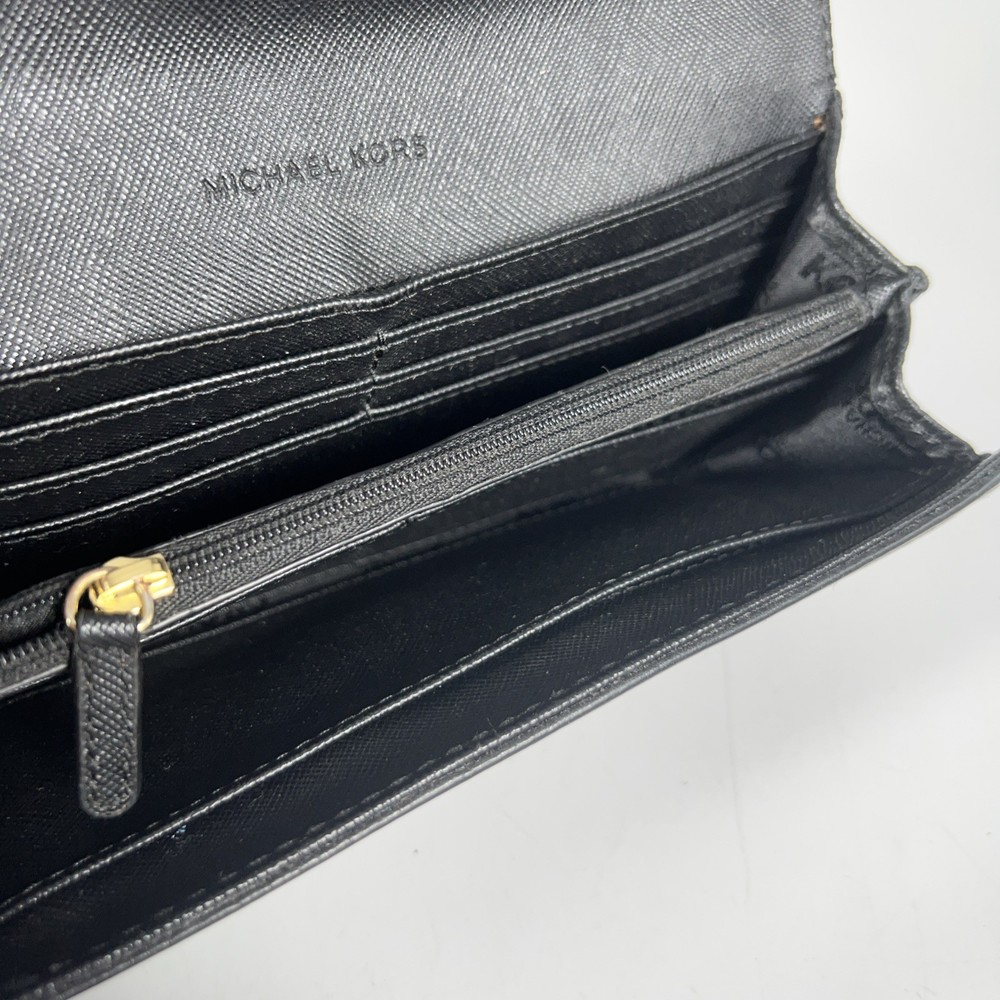 Michael Kors Black Pebbled Leather Envelope Wallet
