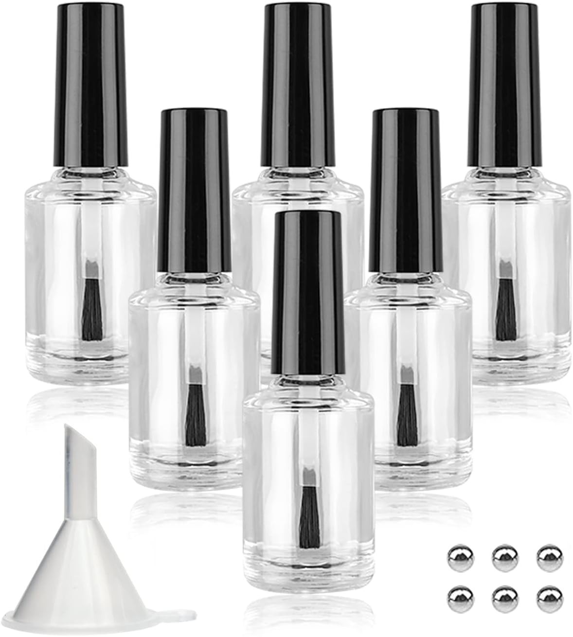 Empty Nail Polish Bottles with Brush Cap, 15ml Empty Glass Refillable Nail Po...