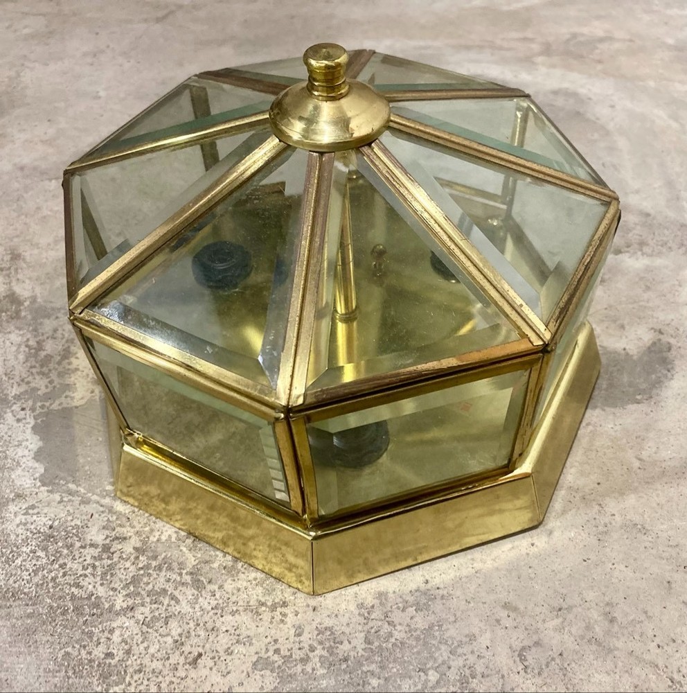 Vintage Hollywood Regency Style Solid Brass Ceiling Light Flush Mount