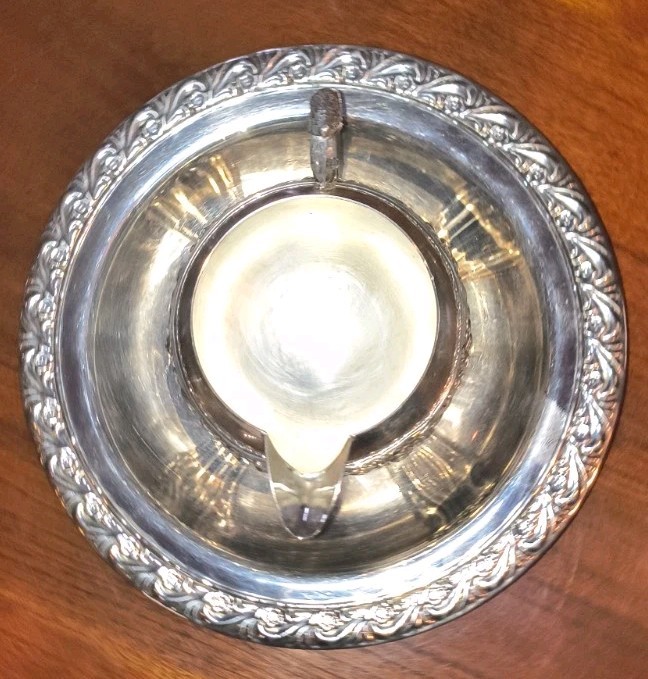Silver Roses Footed Cream Pitcher with Handle