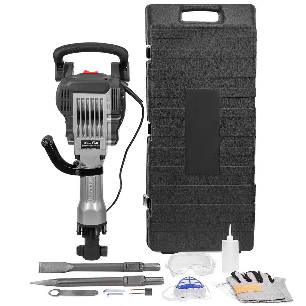 XtremepowerUS 3600W Electric Demolition Jack Hammer Point Chisel Bits Constru...