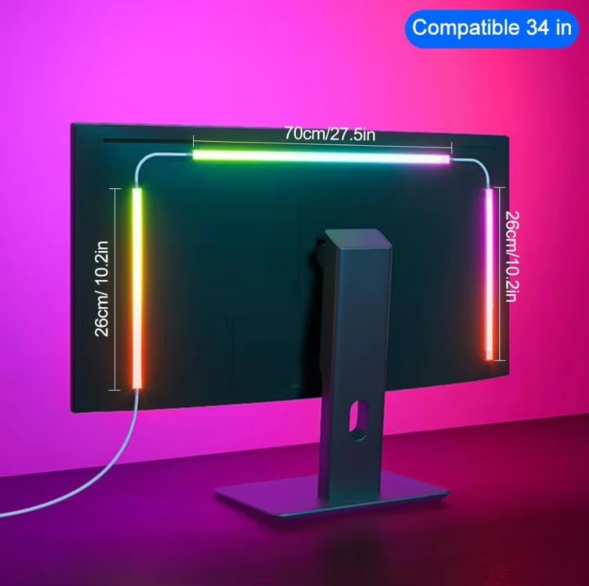 Monitor Screen LED Strip Lights 24–34 Inch USB RGBIC Backlight