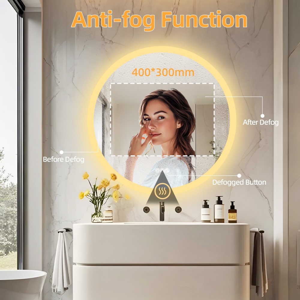 32” LED Bathroom Mirror Built-in Bluetooth Speaker Backlight Wall Vanity Mirror