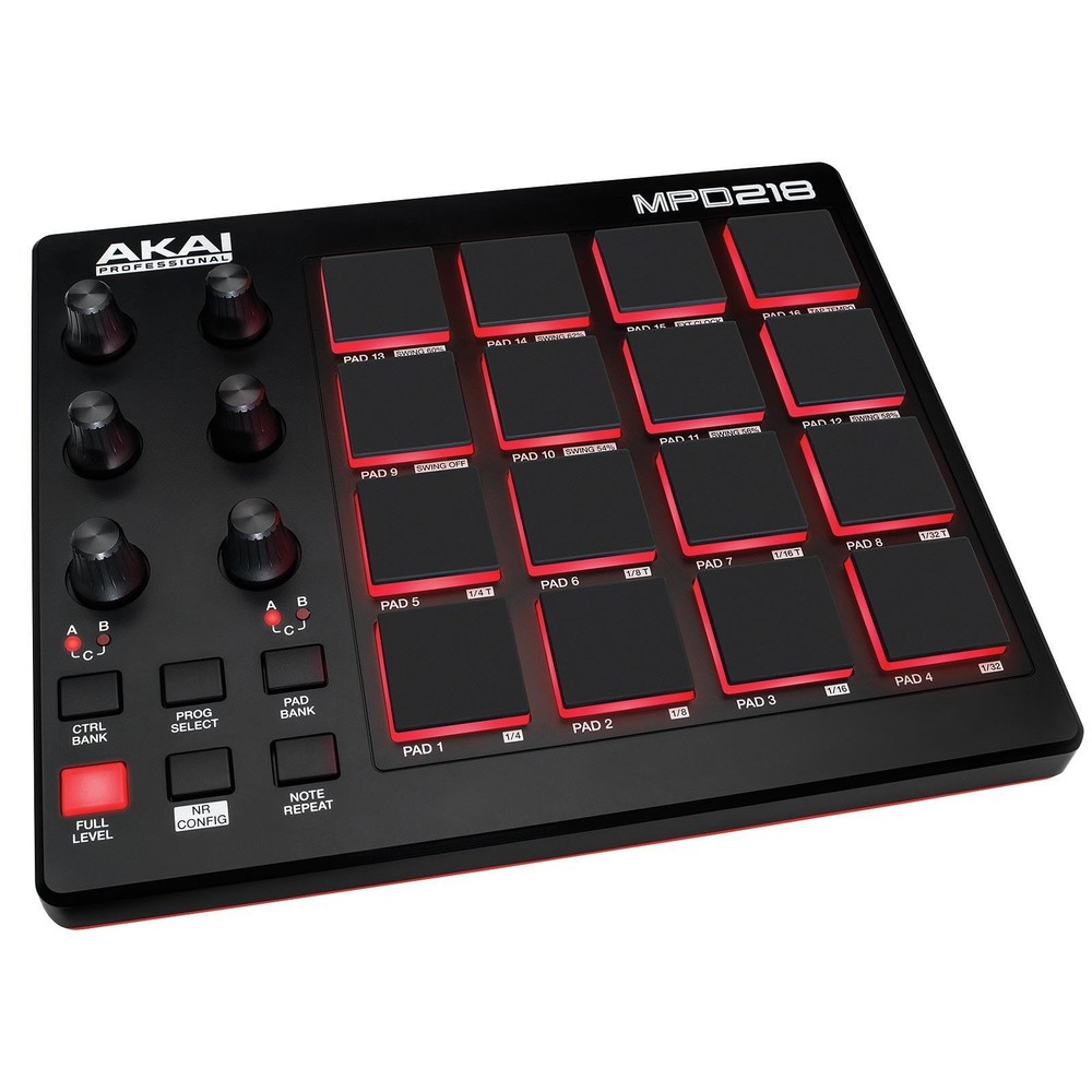 Akai Professional MPD218 MIDI USB Drum Beat Pad Controller with Software + Case