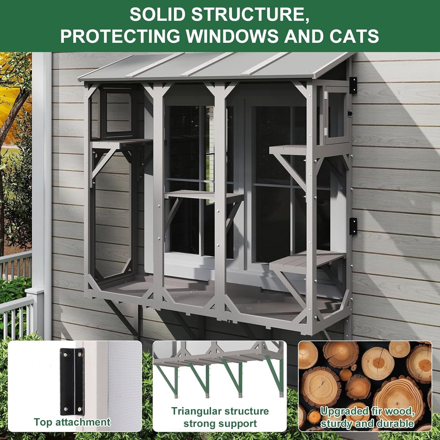 Petscosset Cat Catio Expandable Window Box Enclosure for Multiple Indoor Cats