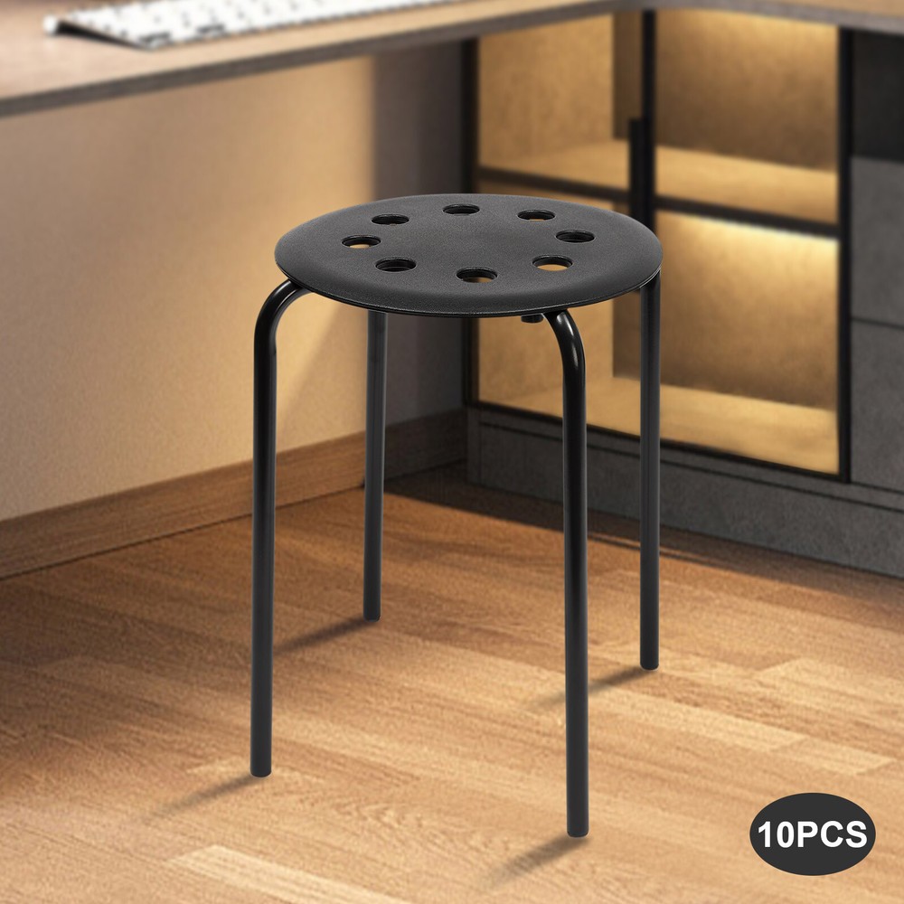 Set of 10 Portable Plastic Stack Stools 17.5" Height Backless Classroom Seating