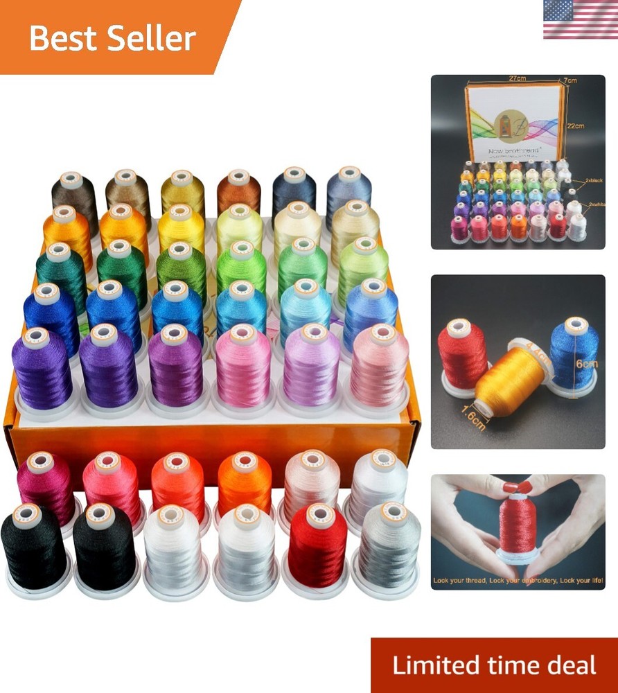 Ultimate 1000M Polyester Thread Kit - 42 Spools for All Your Embroidery Needs