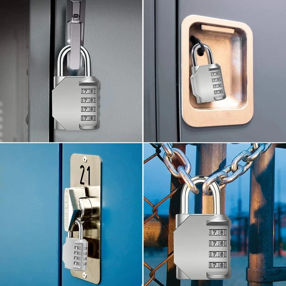 Combo Lock for Lockers, 4 Digit Combination Padlock, 2 Pack Pad Locks with Code