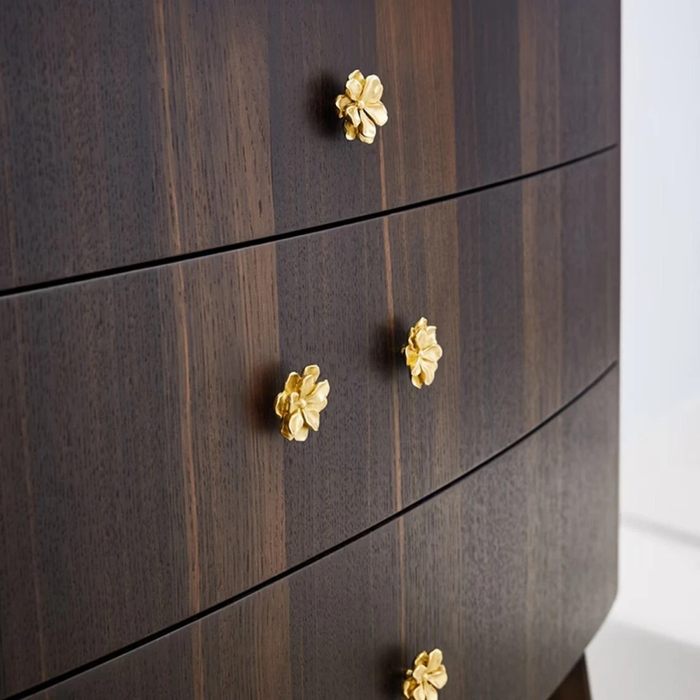 Camellia Flower Brass Knobs Cabinet Knobs Handles Kitchen Pull drawer Knob