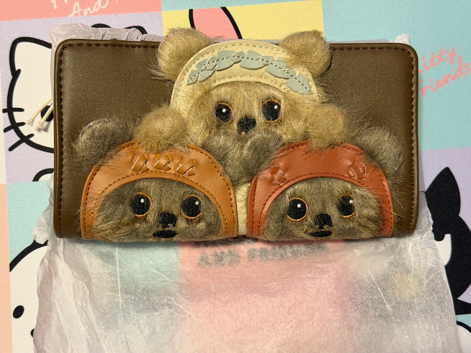 Loungefly - Star Wars Ewok Trio Fuzzy Flap Wallet Brand New