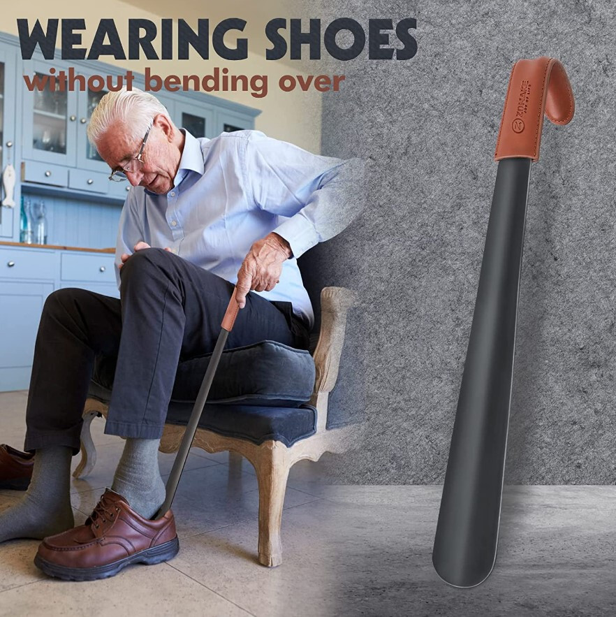 Extra Long Shoe Horn Long Handle Metal Long Shoehorn for Boots Men Women 16.5"