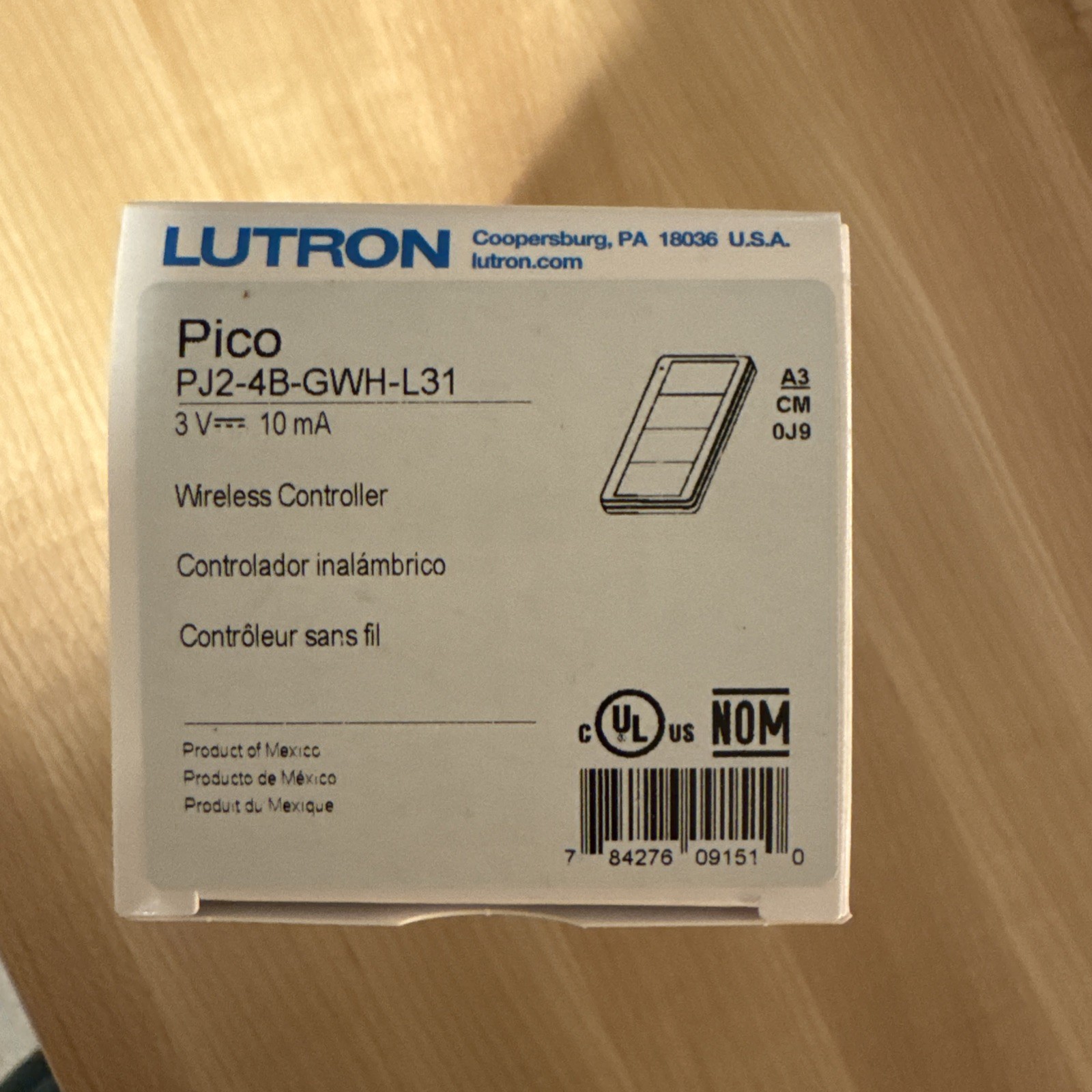 Lutron PJ2-4B-GWH-L31 PICO KEYPAD 4 BUTTON WHITE Scene Control Fast Shipping