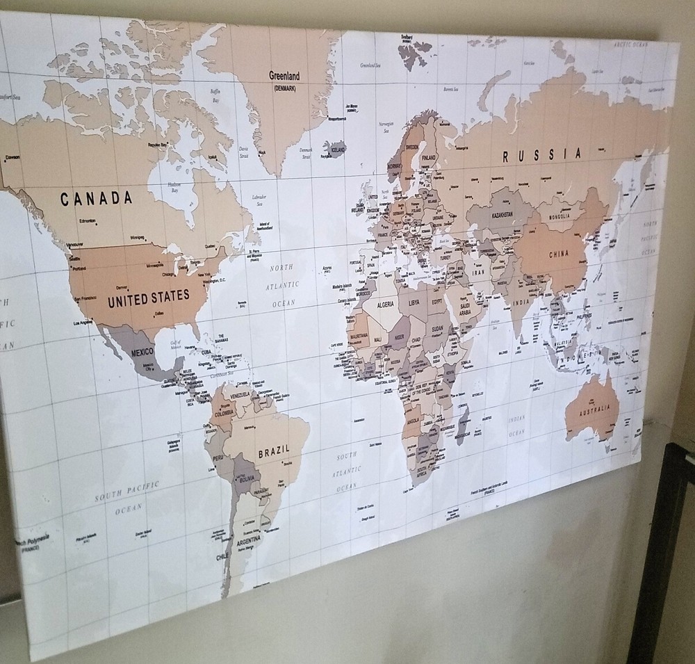 World Map Modern Sound Absorbing Acoustic Wall Panel