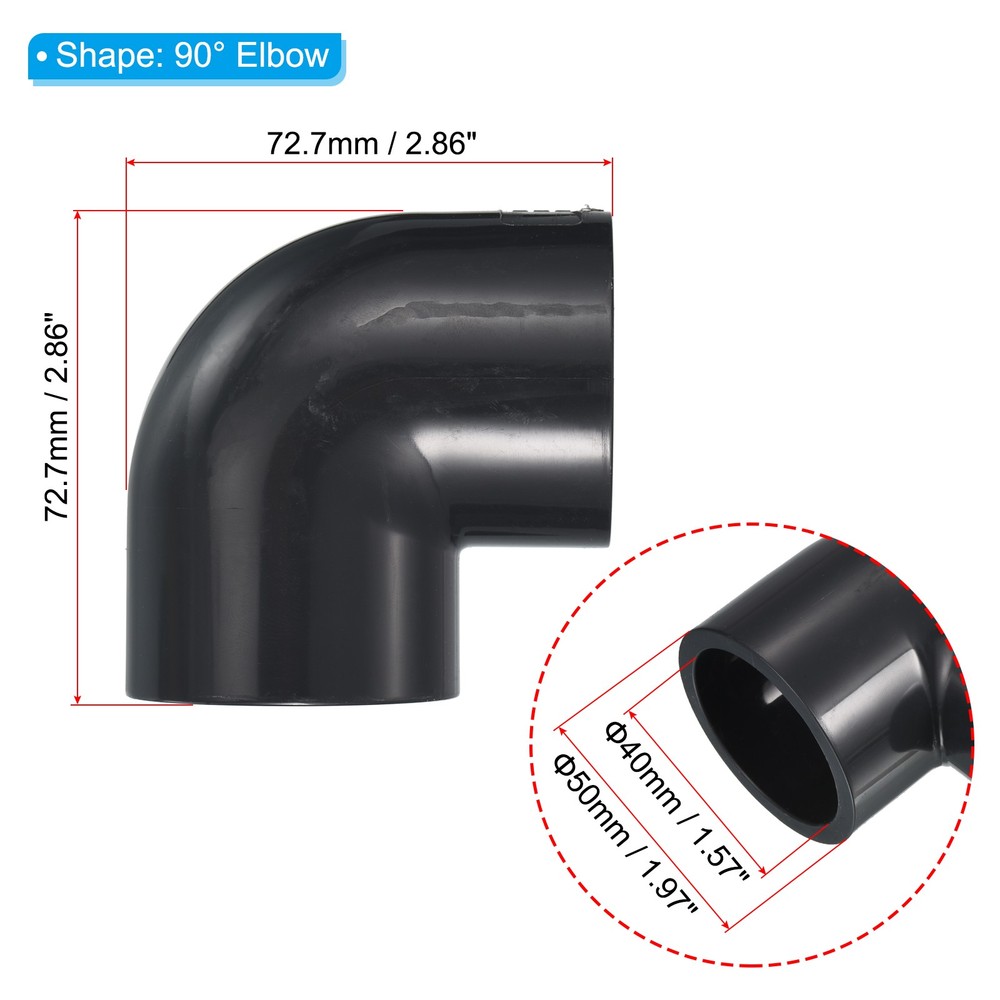 3Pcs UPVC Pipe Fitting Elbow 40mm Socket 90 Degree Adapter Connector Gray