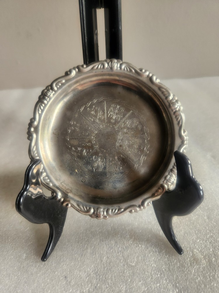 Vintage Silverplated Trinket Dish or Coaster • Electroplated Silver on Steel