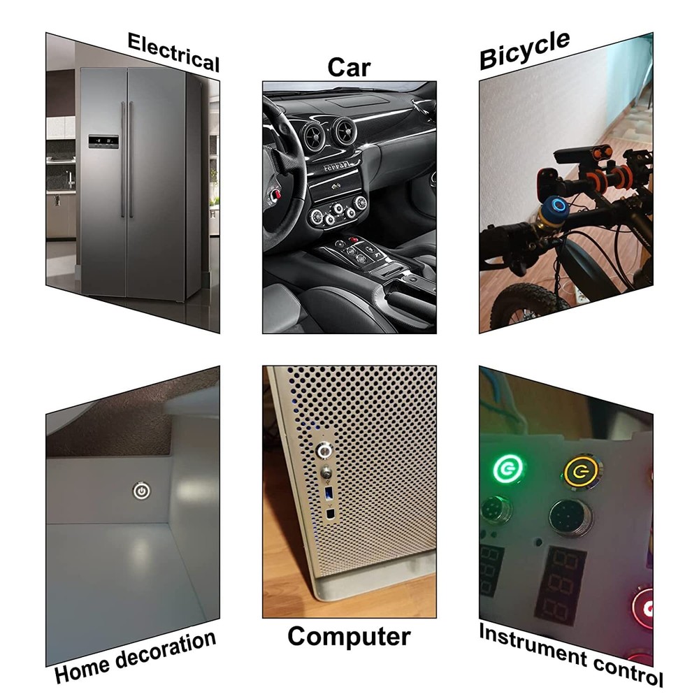 2pcs 19mm Latching Push Button Switch 12V/24V Waterproof Blue LED