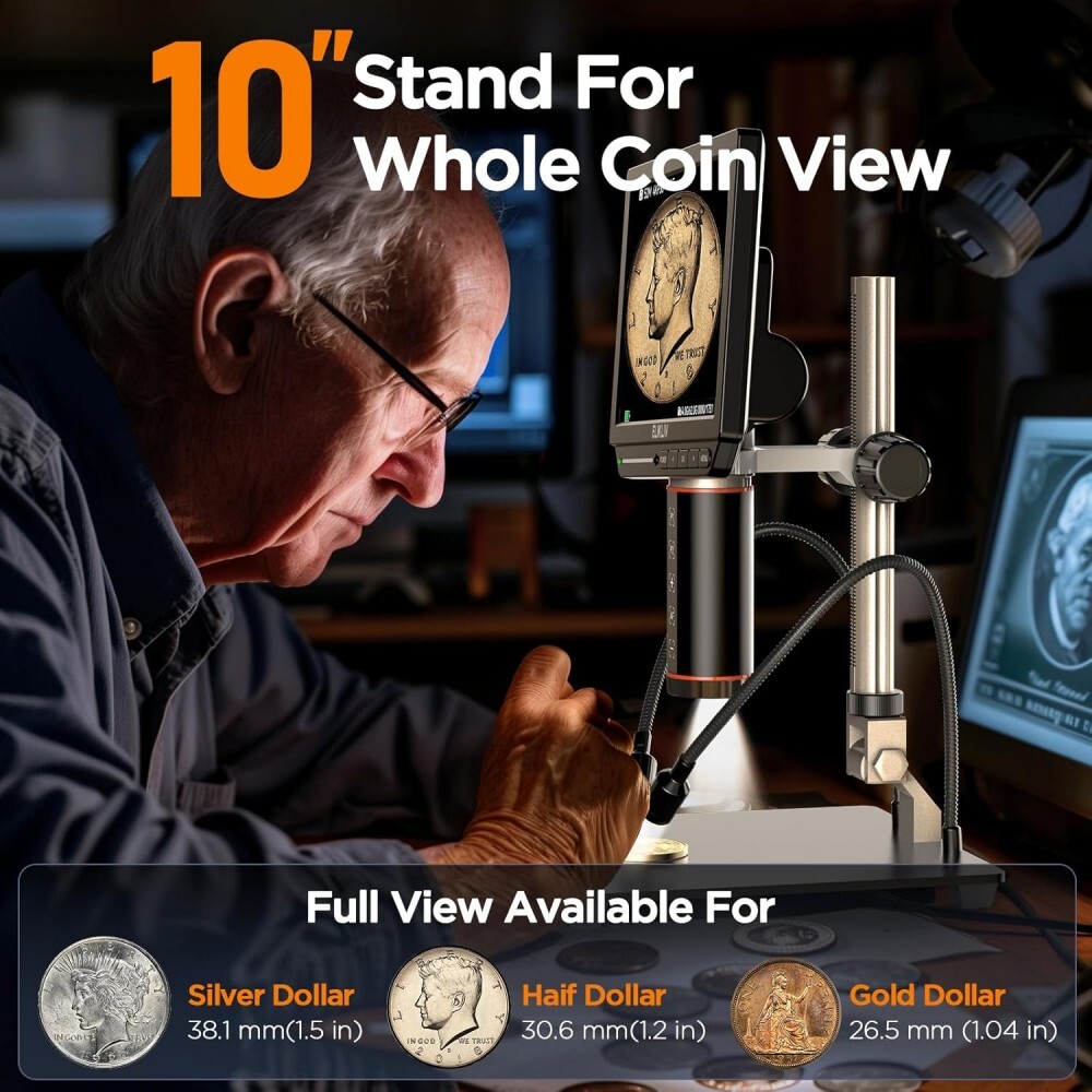 Elikliv 8" 2000X Digital Microscope Welding 4K ultra-HD Coin Microscope Autofocu