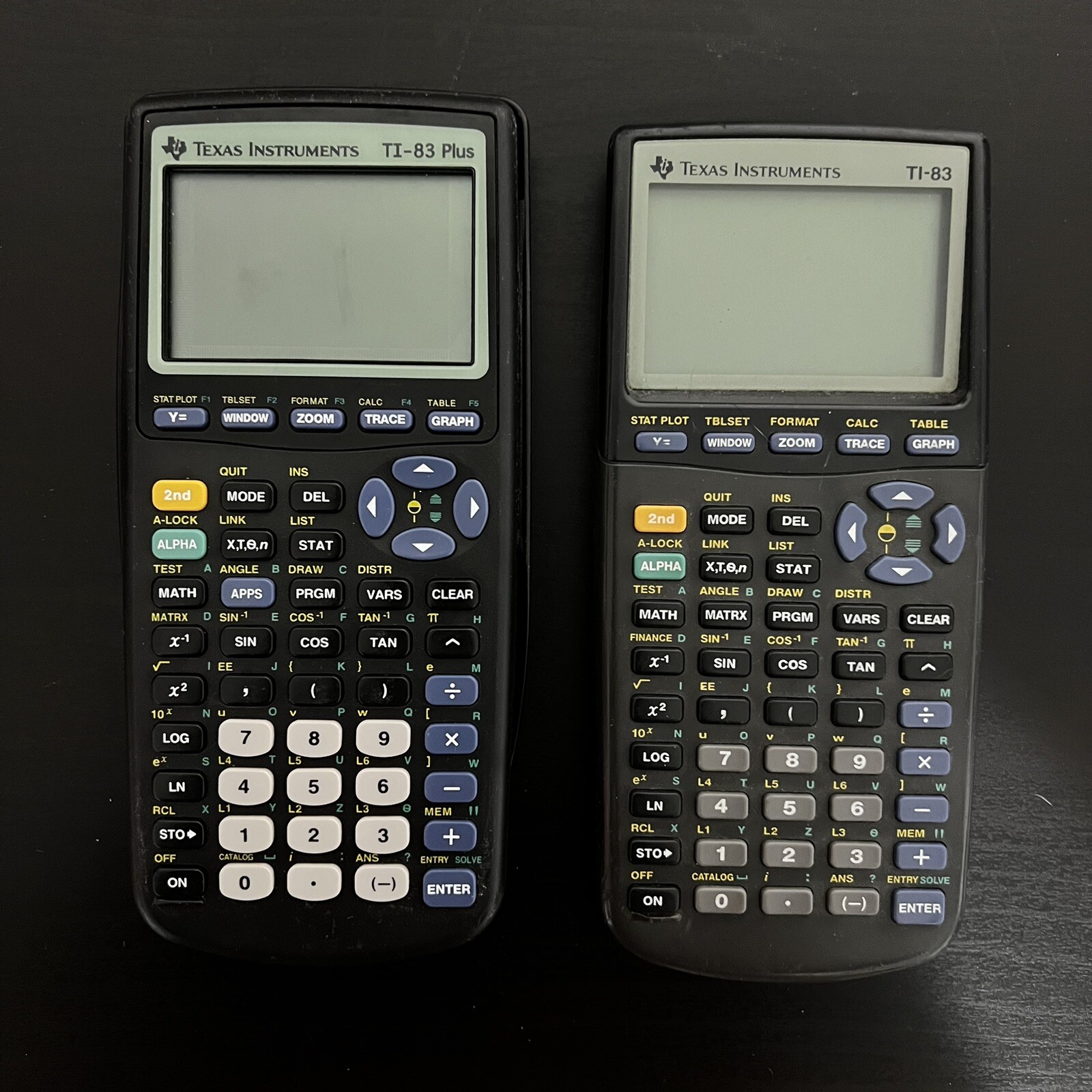 Lot Of 2 Texas Instruments TI-83 & TI-83 Plus Graphing Calculator - Black - READ