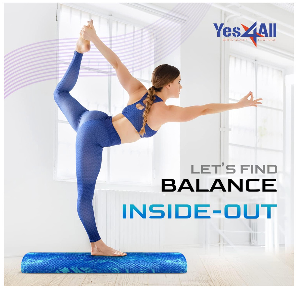 Yes4All EVA Half Foam Roller 36" - Blue Ergonomic Durable Versatile Workout