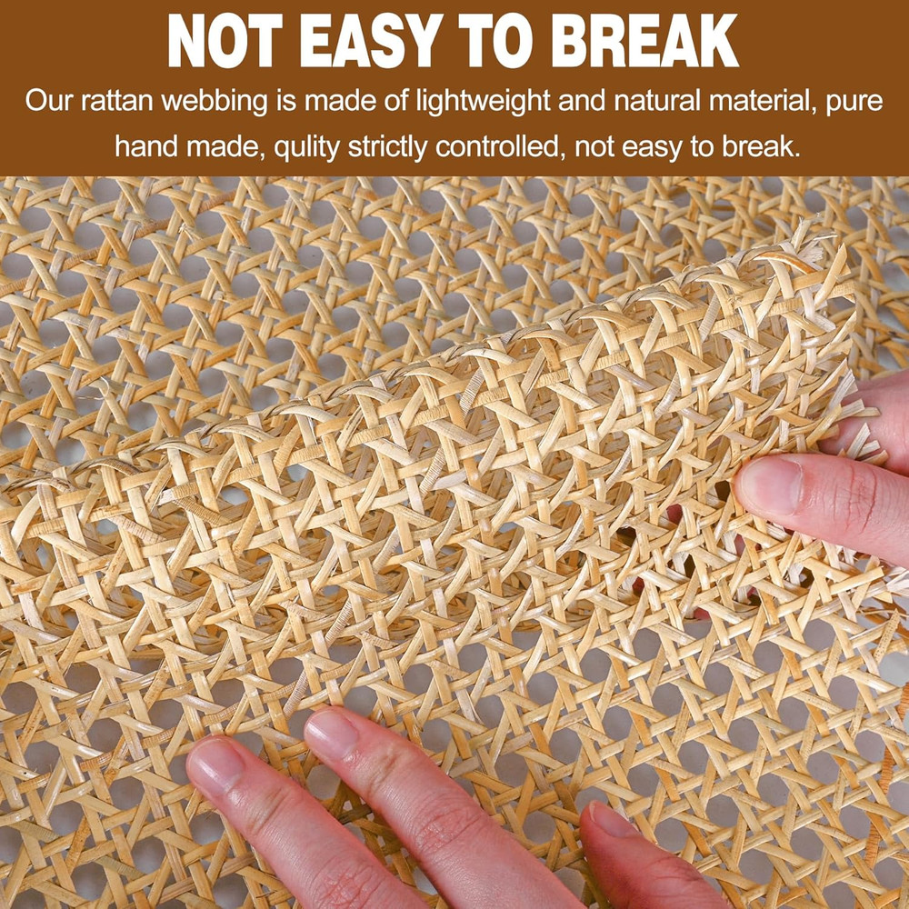 14" Width Rattan Pressed Cane Webbing Sheet for Caning Projects, 3.3FT Natural R