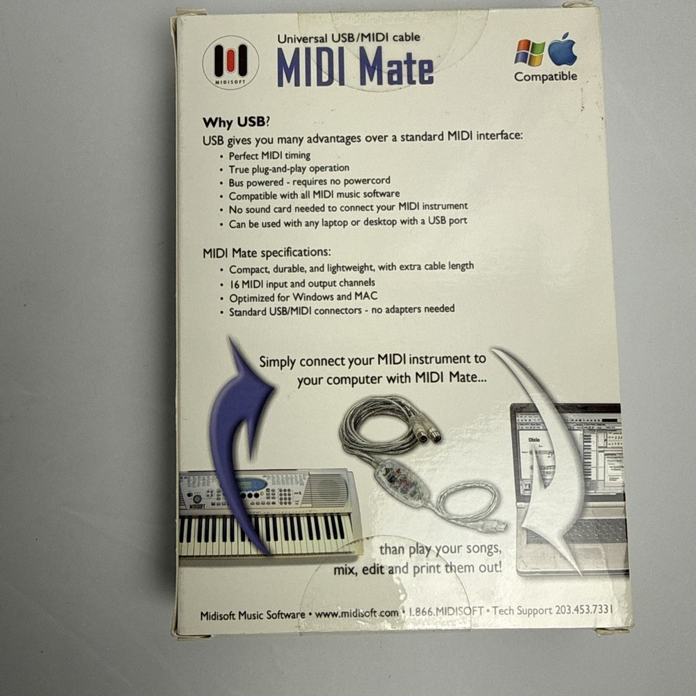 MIDI Mate Universal USB Cable/MIDI - New