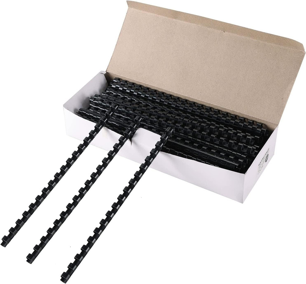 100 Pack 19 Ring Plastic Comb Binding Spines | 3/8 Inch Diameter, 55 Sheet Ca...