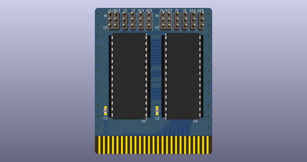 Commodore C16 multi-game/ROM cartridge PCB board With 1X 27C512 EEPROMs