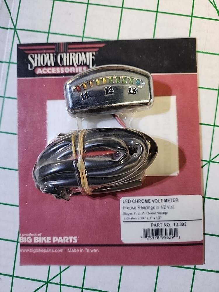 Show Chrome motorcycle LED volt meter 13-303