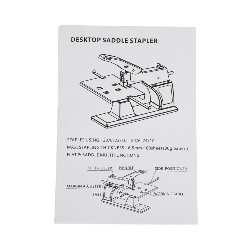 A3 Manual Flat Saddle Stitching Dual Stapler Binder Book Binding Machine 6.5mm