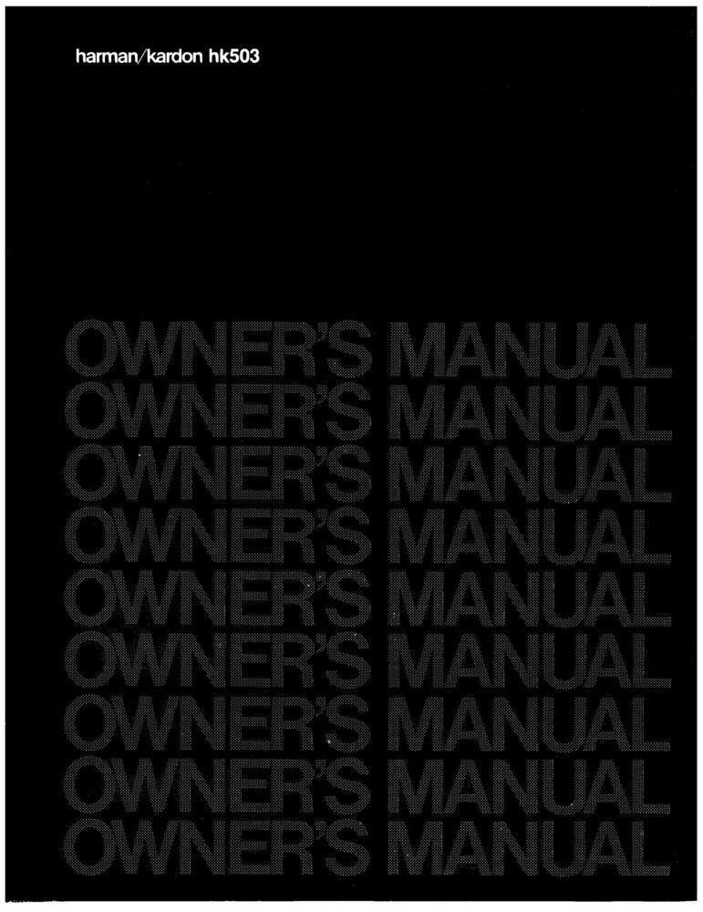 Harman Kardon HK503 Receiver Owners Manual
