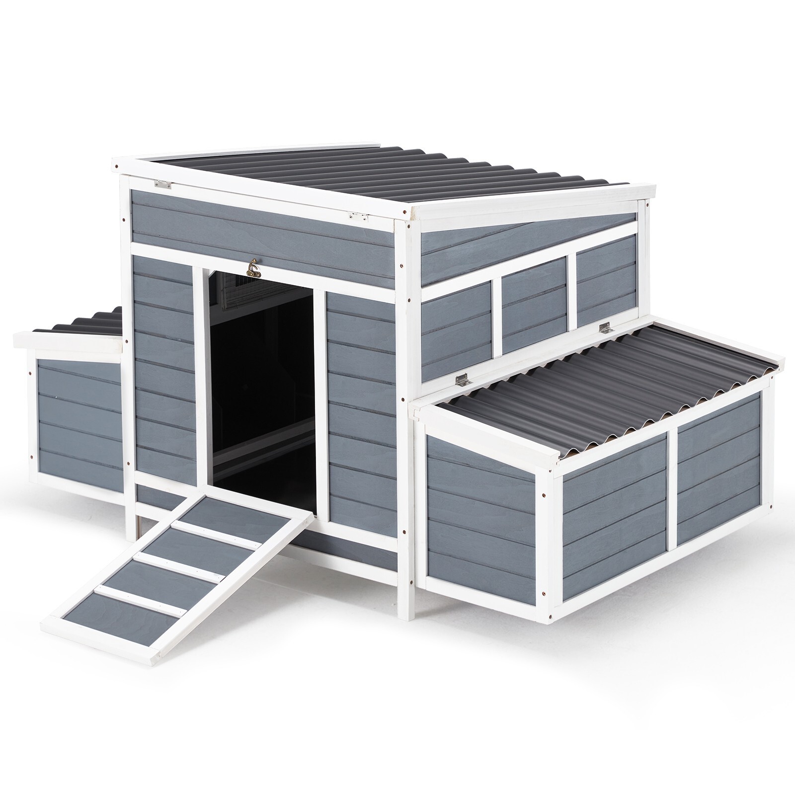 56" Wooden Large Chicken Coop W/ 6 Nesting Boxes Hen House Outdoor Chicken Cage