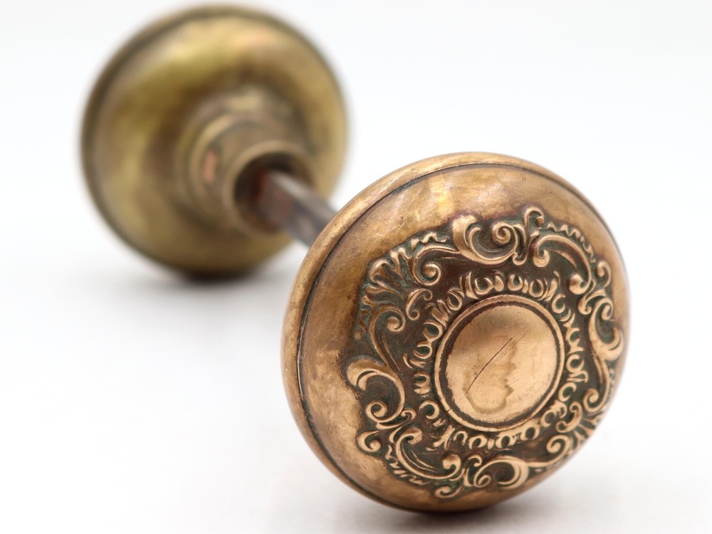 1900s Antique Corbin Votaire Brass Passage Door Knobs
