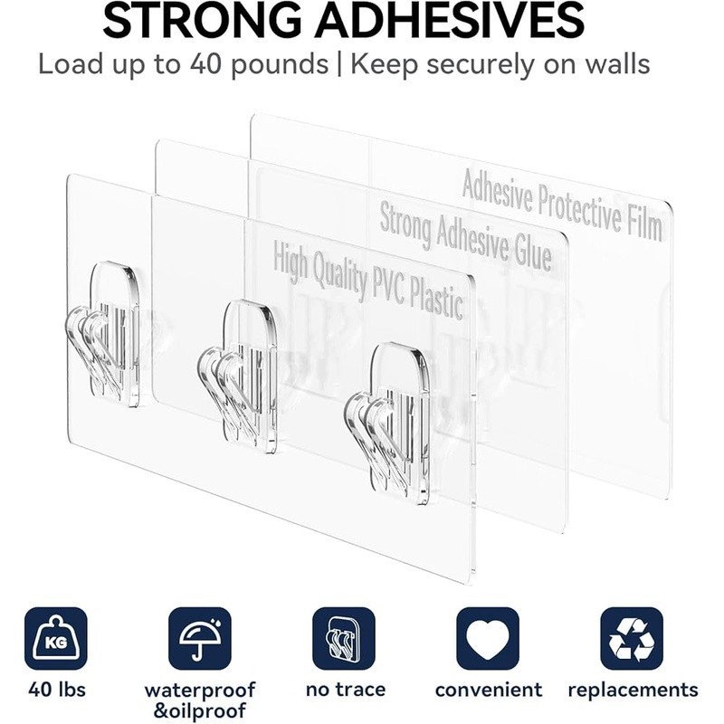 Large Capacity Shower Caddy Organizer 6 Piece Rustproof Adhesive Hooks New