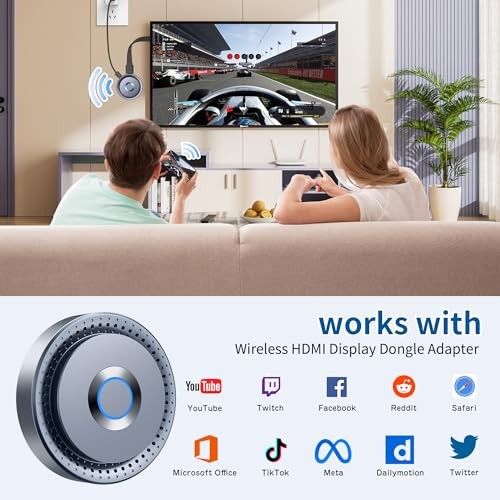 Wireless HDMI Display Dongle Adapter, Wireless Transmitter, Streaming Grey
