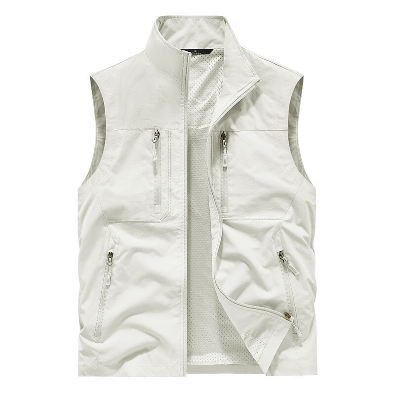 Spring Men Casual Waterproof Plus Size Multi Pocket Quick Drying Vest