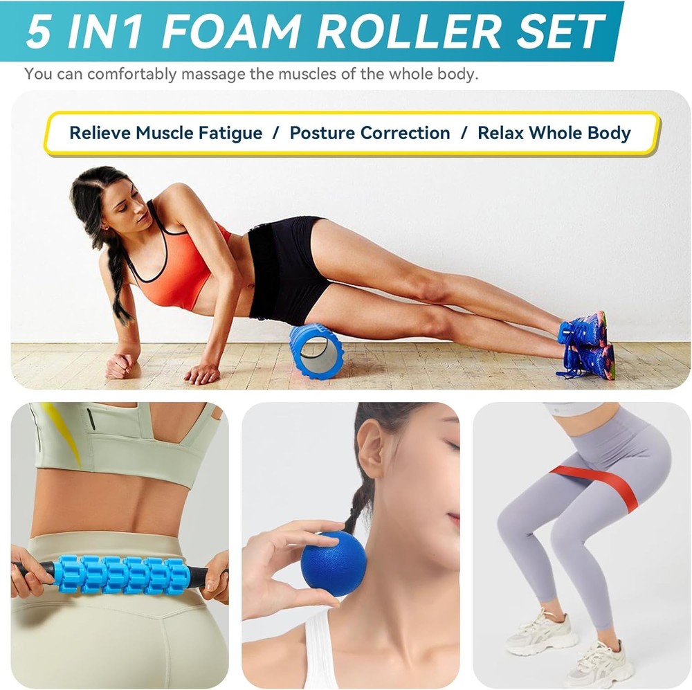 1 Fo Roller Set for Deep Tissue Muscle Massa, High Density