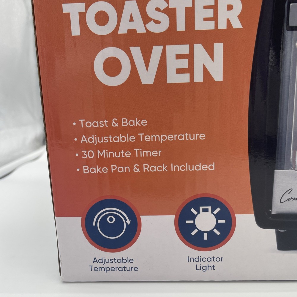 Continental Countertop Toaster Oven Adjustable Temperature Black