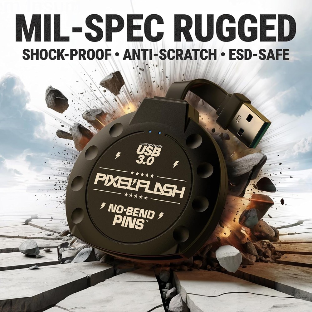 PixelFlash No-Bend Pins CF Reader USB 3.0 Adapter UDMA7 Compact Flash 2" Cable