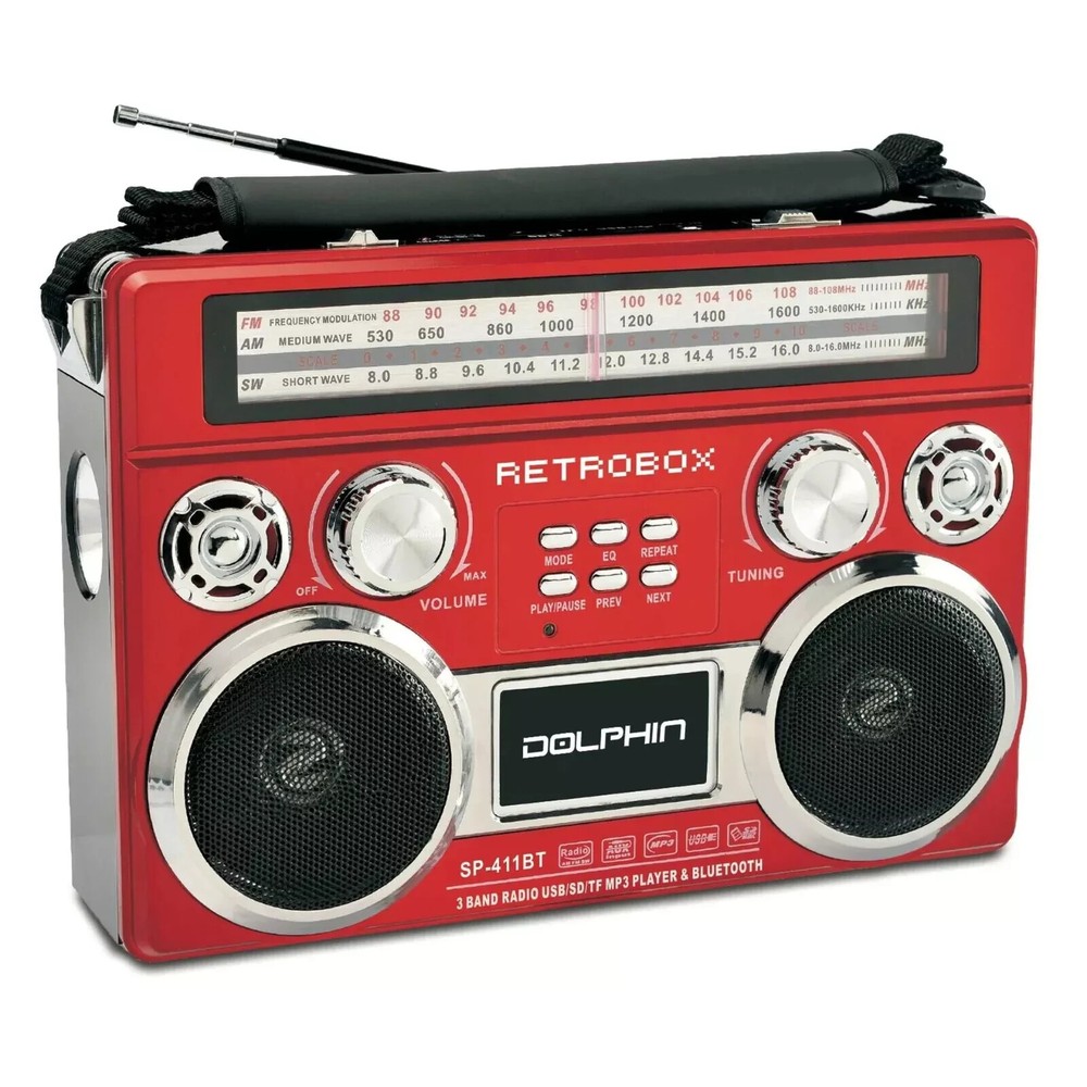 Dolphin Audio Retrobox Portable Bluetooth Speaker (Red)