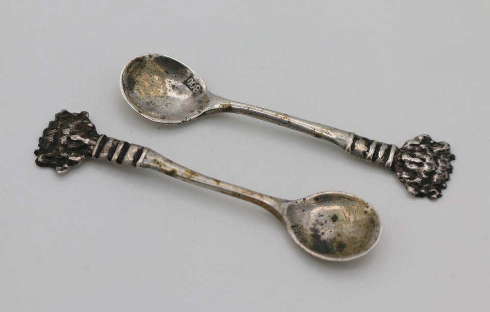 Set of 2 Small 800 Silver Salt Spoons