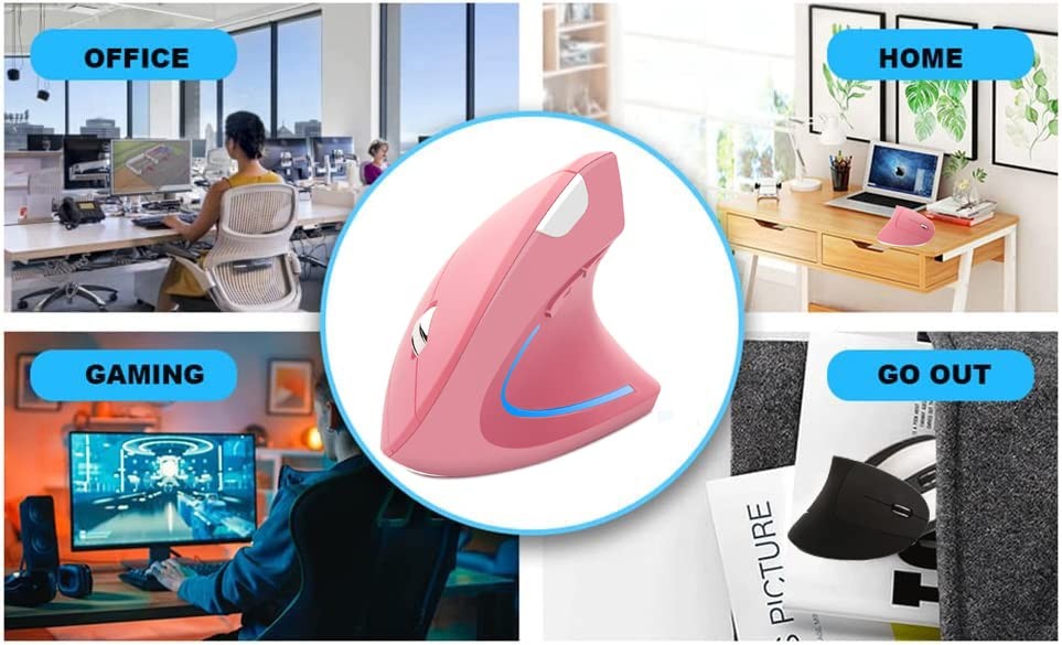 Wireless Ergonomic Vertical Mouse LED Optical Cordless with Side Buttons DPI