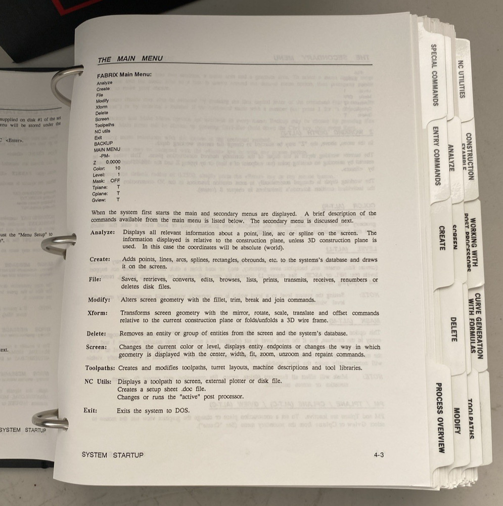 VTG 1991 Mastercam CNC Software Inc Fabrix Reference Manual Version 3.20 No Disk