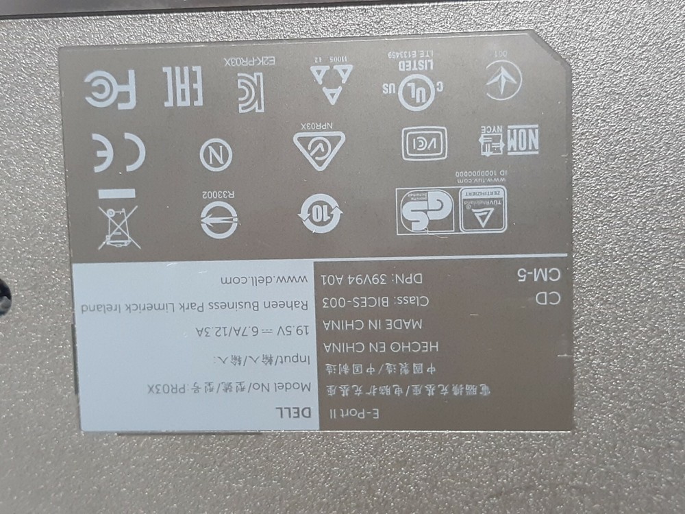 Dell PRO3X Docking Station Port Replicator For E5440 E6440 E6540 E7240 E7440