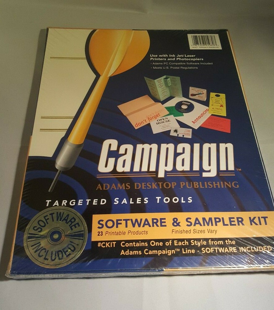 NEW Sealed Package CAMPAIGN 100 Printable POP- UP TABLE TENTS Adams Desktop Work