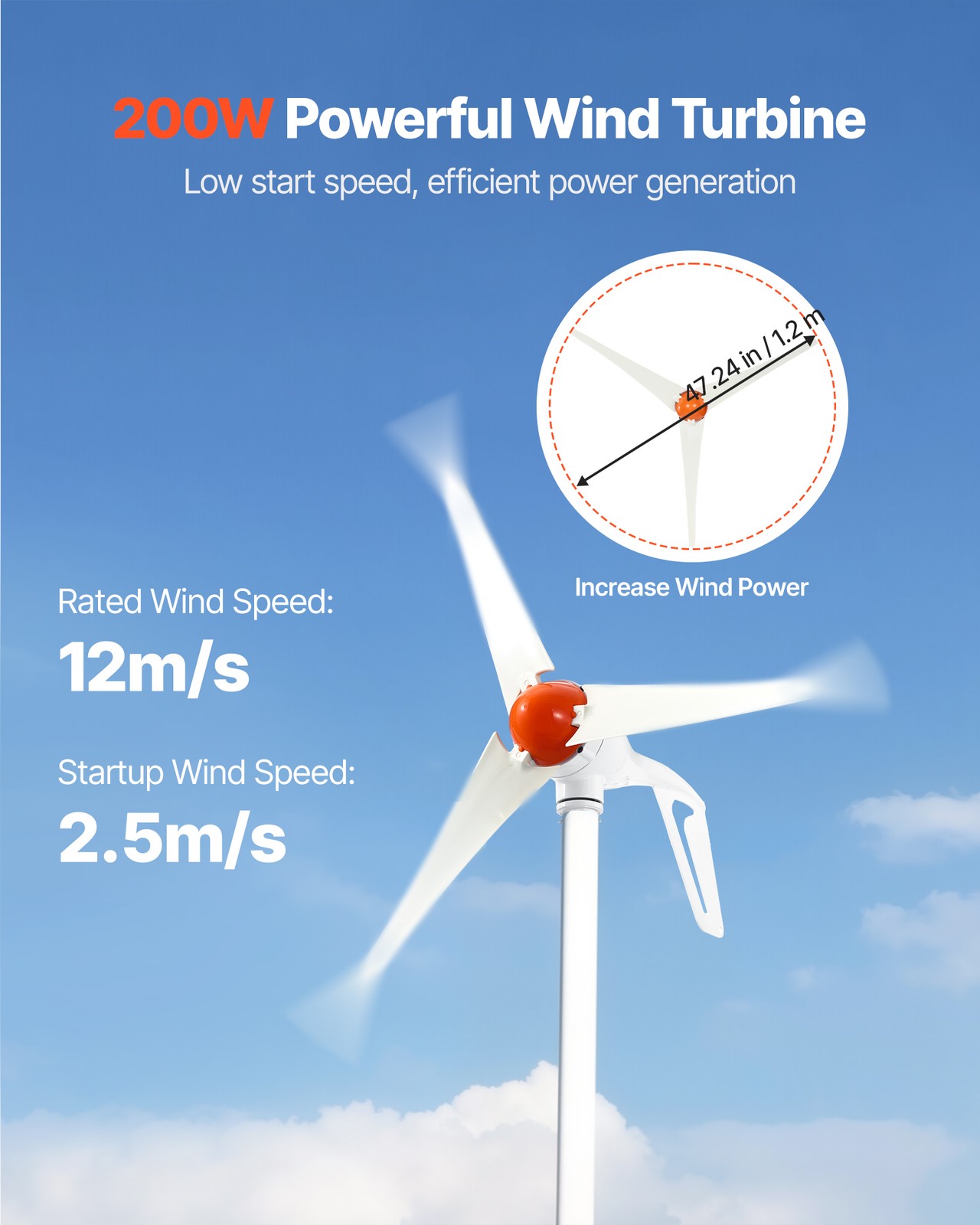 VEVOR 12V 400W Solar Wind Power Kit 2PCS 100W Solar Panels 200W Wind Turbine