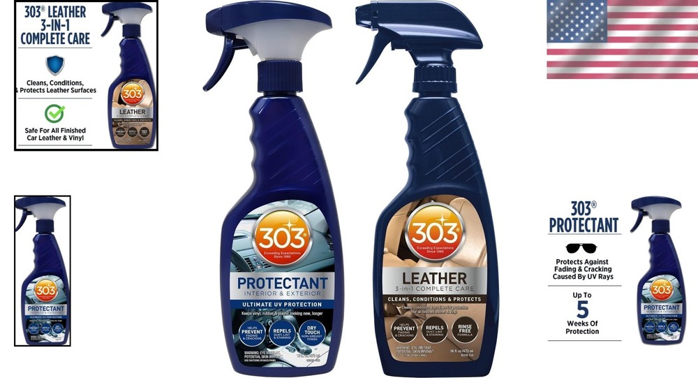 Automotive Protectant Spray & Leather Cleaner Bundle - Long-Lasting Protection